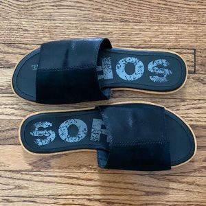 Sorel Ella Block Slide Sandal; Black Size 8